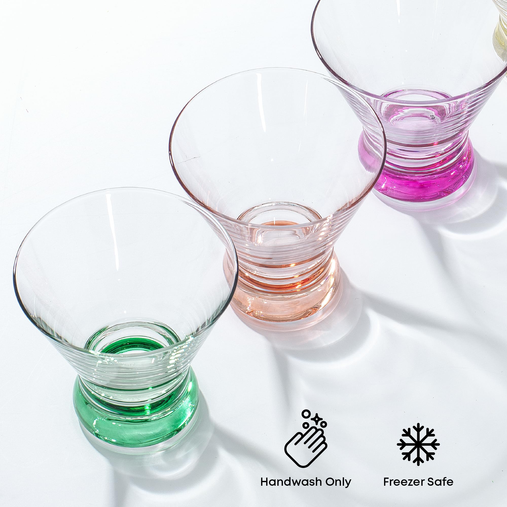 JoyJolt Hue glass chilled in freezer showing quick cooling benefit