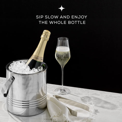 joyjolt bucket chilling champagne bottle showing proper fit and cooling benefit