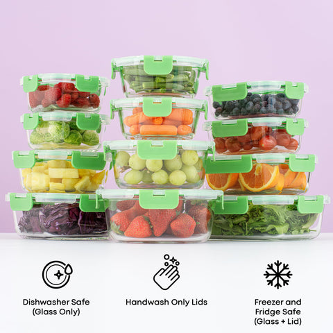 JoyJolt oven-ready glass container with casserole showing freezer-to-oven versatility