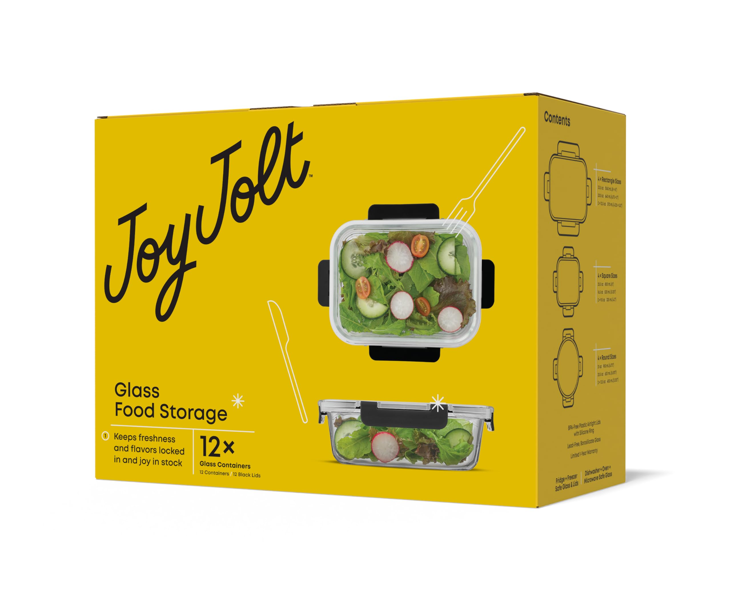 JoyJolt rectangular glass container close-up showing durable borosilicate texture