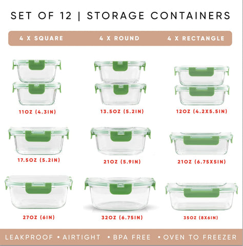 JoyJolt rectangular containers laid out to show size variety for portion planning