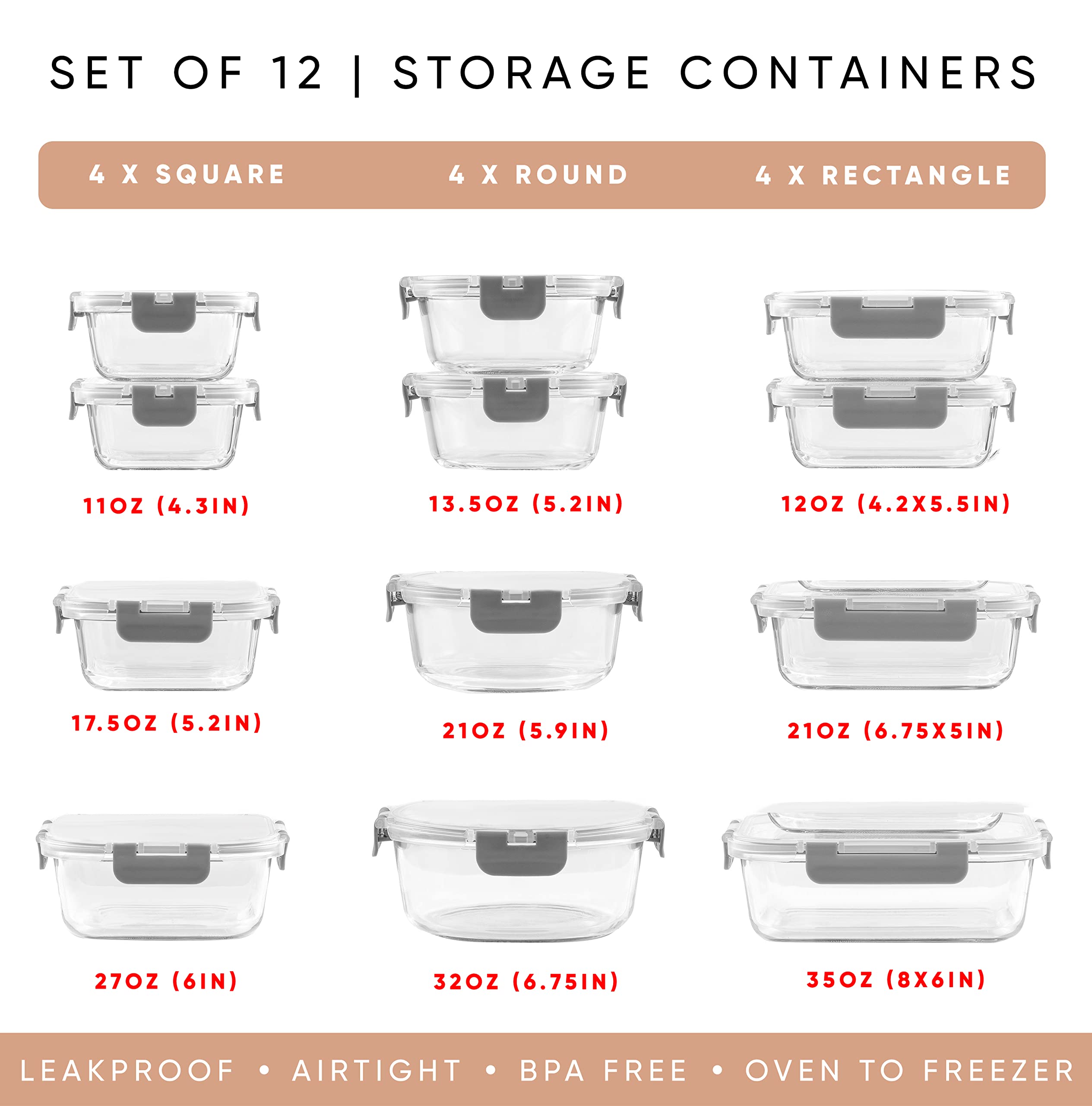 JoyJolt stacked rectangular glass containers saving cabinet space and visibility