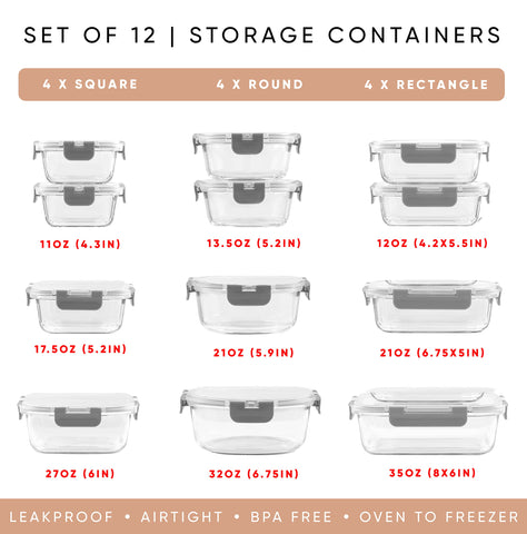 JoyJolt stacked rectangular glass containers saving cabinet space and visibility