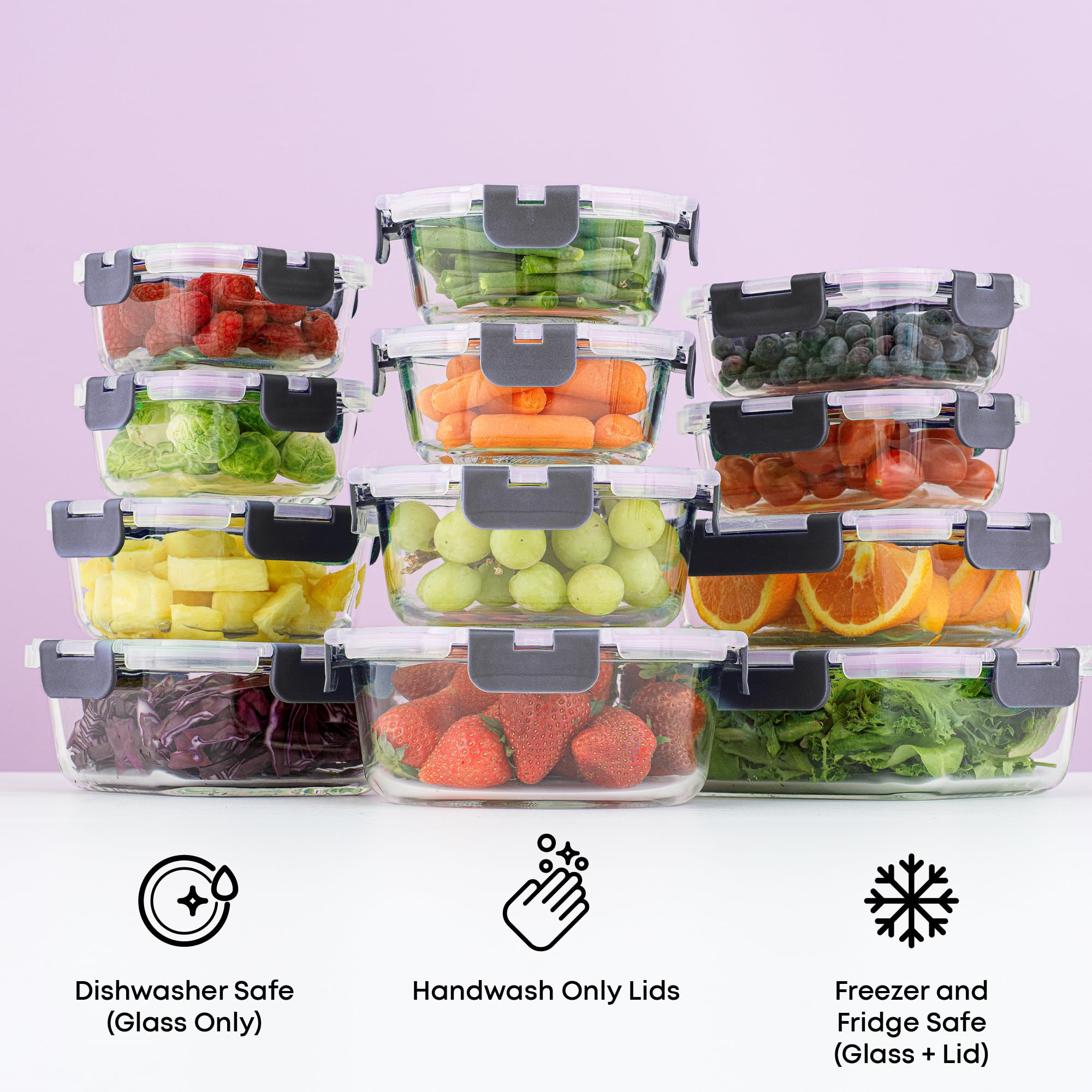 JoyJolt containers beside a water bottle for size comparison and portion clarity