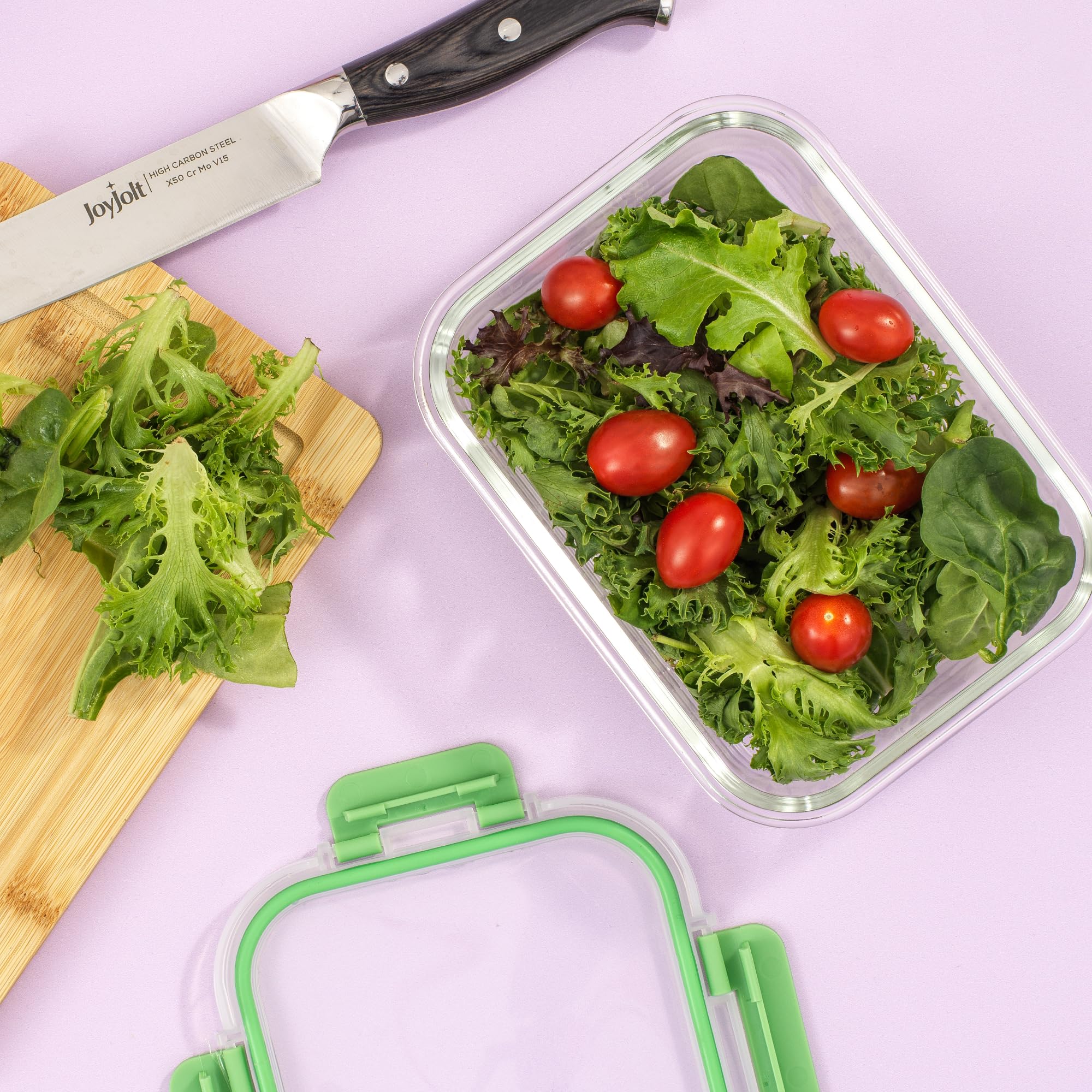 JoyJolt stacked containers in a fridge displaying organized space-saving benefit