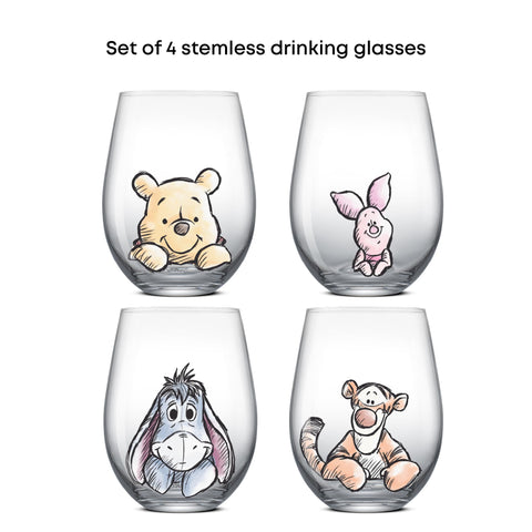 JoyJolt Pooh close-up artwork on glass, adds nostalgic charm to drinks