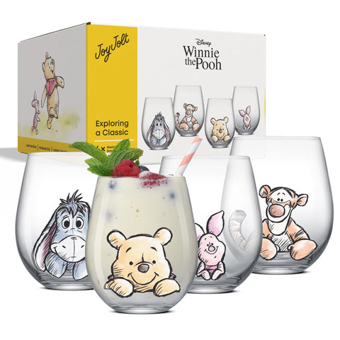 JoyJolt glasses styled on table with snacks, creates whimsical table setting