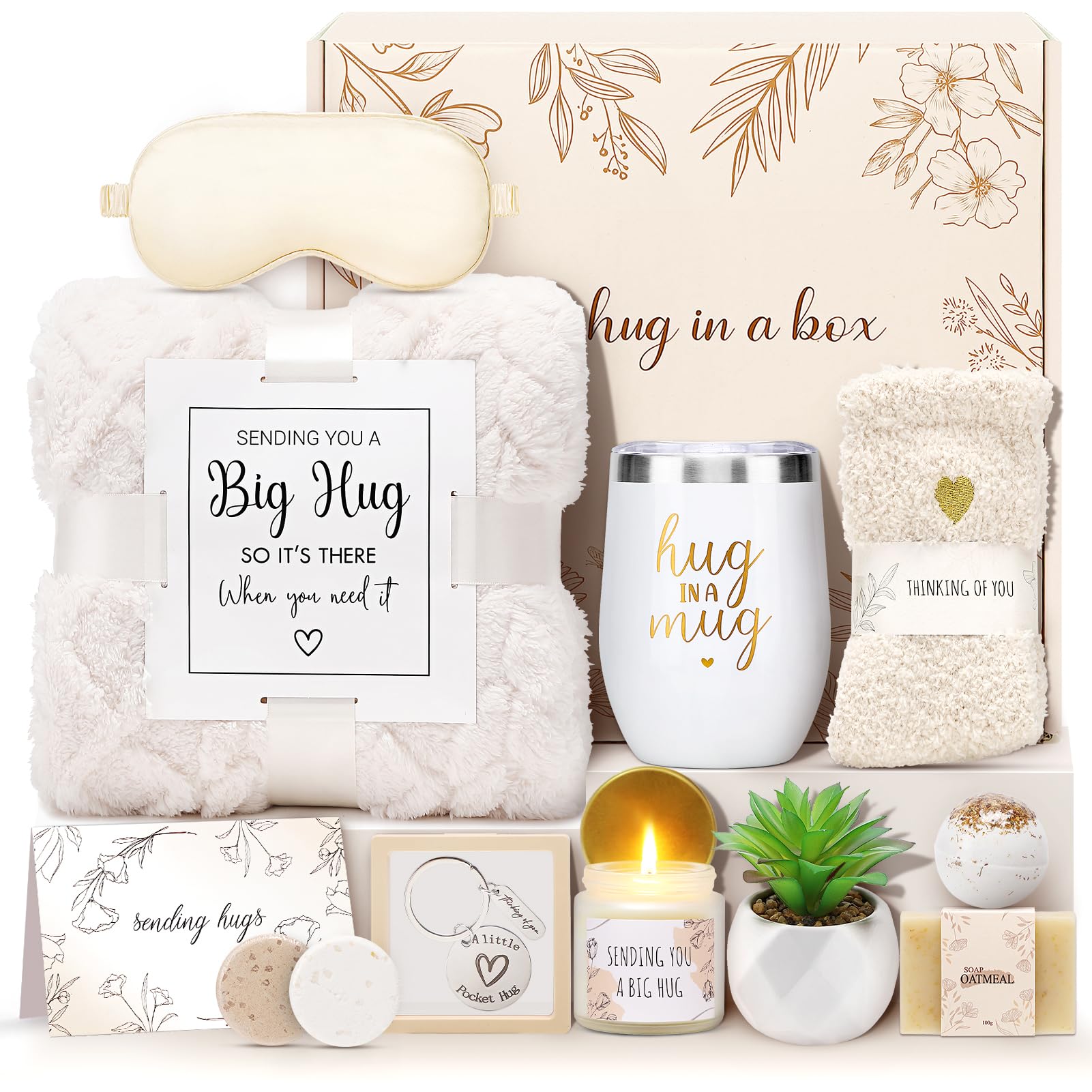 Joyliss front packaging of sympathy gift basket, ready to comfort
