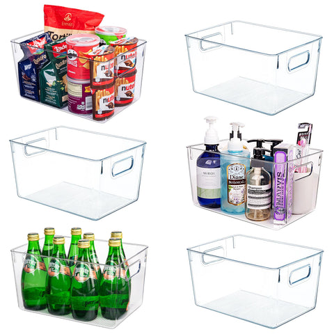 Joymeezo front view of six clear bins showing organized pantry benefit