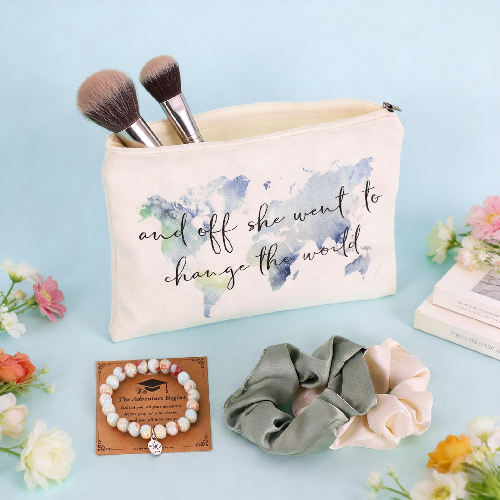Joyseller accessory flatlay showing scrunchies bracelet keychain for daily wear