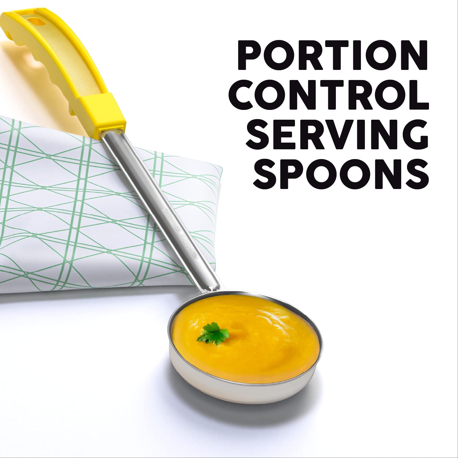 JoyServe engraved measurements on metal handle resisting fade, precise portion identification