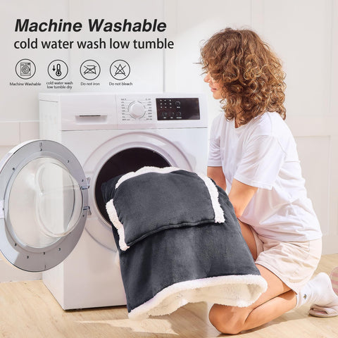 JOYWOO folded hoodie with care tag showing easy wash-and-dry care