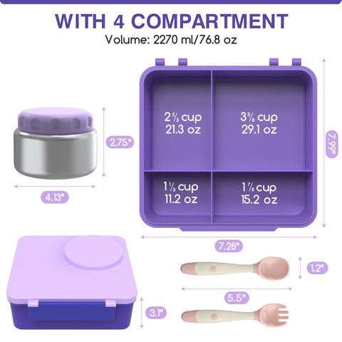JoyYum open bento revealing four compartments for balanced meals