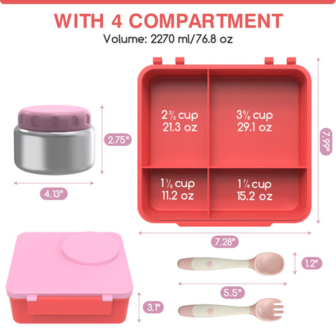 JoyYum open view displaying four compartments to organize balanced kids meals