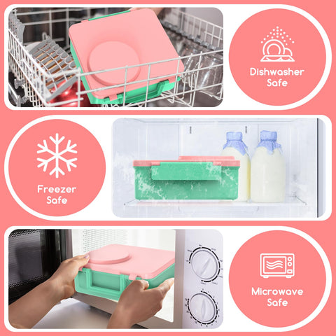 JoyYum bento set on picnic blanket showing family-friendly portability