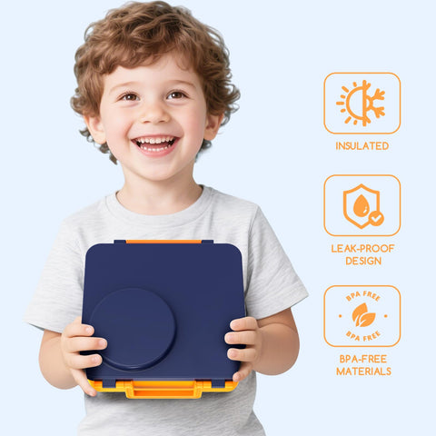 JoyYum open lunch box top-down showing four compartments for balanced meals