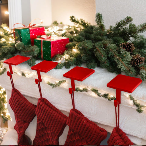 Joyyy in-use on mantel holding heavy stocking to show reliable support