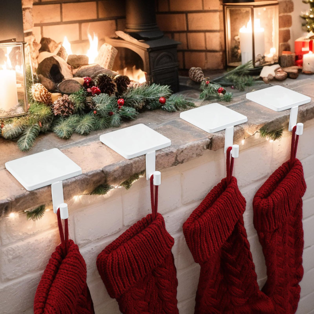 Joyyy white holder set on mantel showing stable display and neat finish