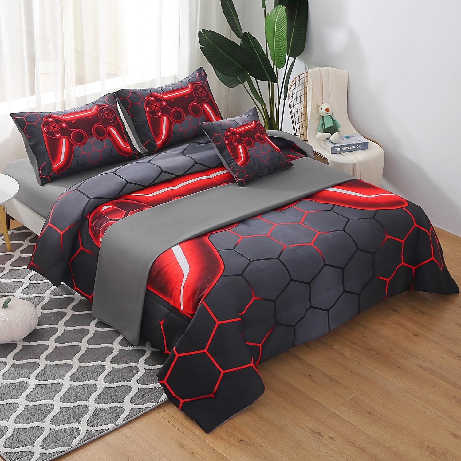 JQinHome comforter on twin bed staged to show finished look and cozy benefit