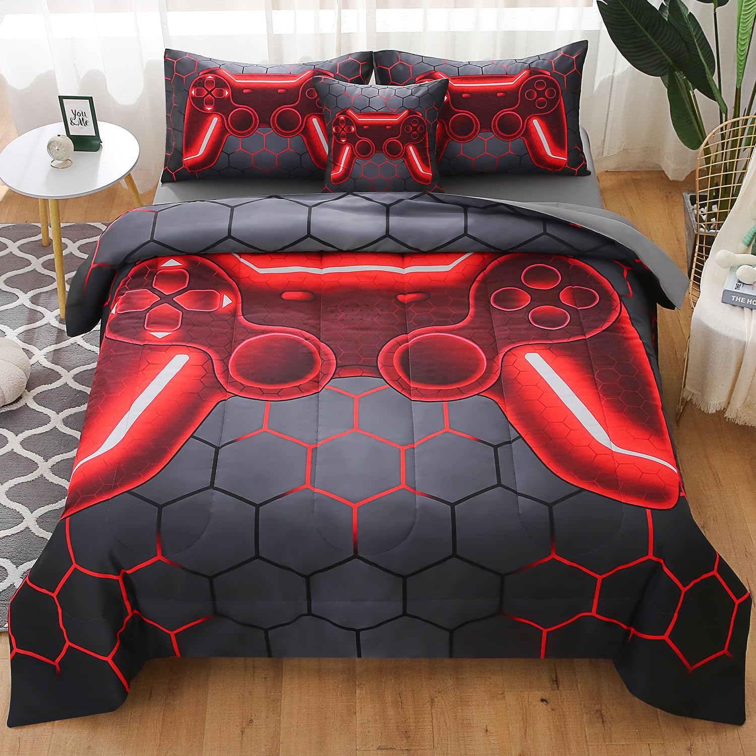 JQinHome video game controller print detail showing vibrant colors and visual appeal
