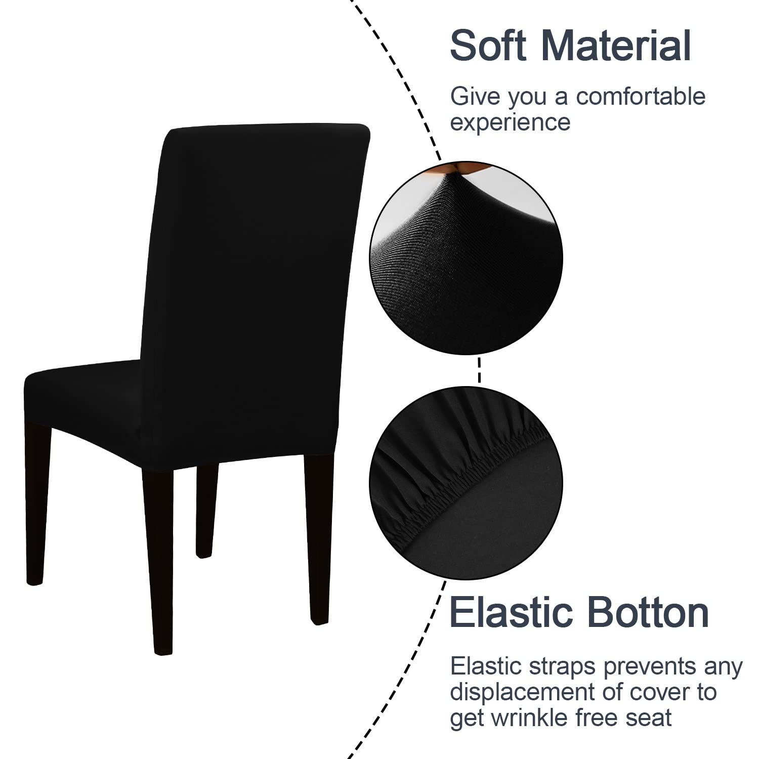 JQinHome detail of sewn-in elastic hem ensuring secure, non-slip fit
