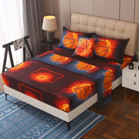 JQinHome styled bedroom with comforter in use creating an energetic sports-themed room