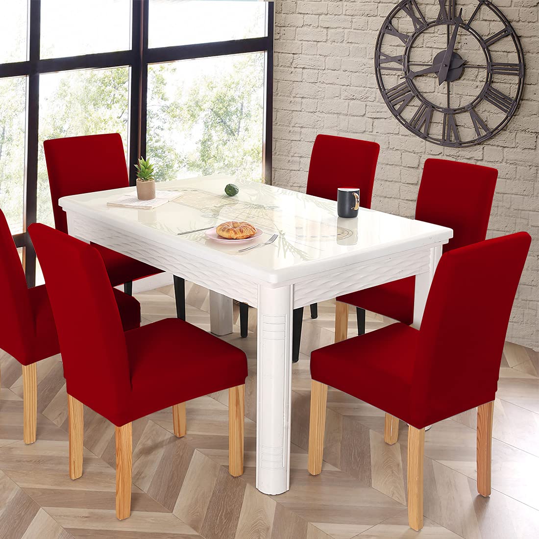 JQinHome close-up of red fabric texture highlighting soft, stretchable material