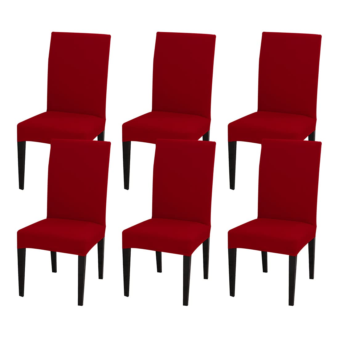 JQinHome red chair cover front view showing neat fit and vibrant color
