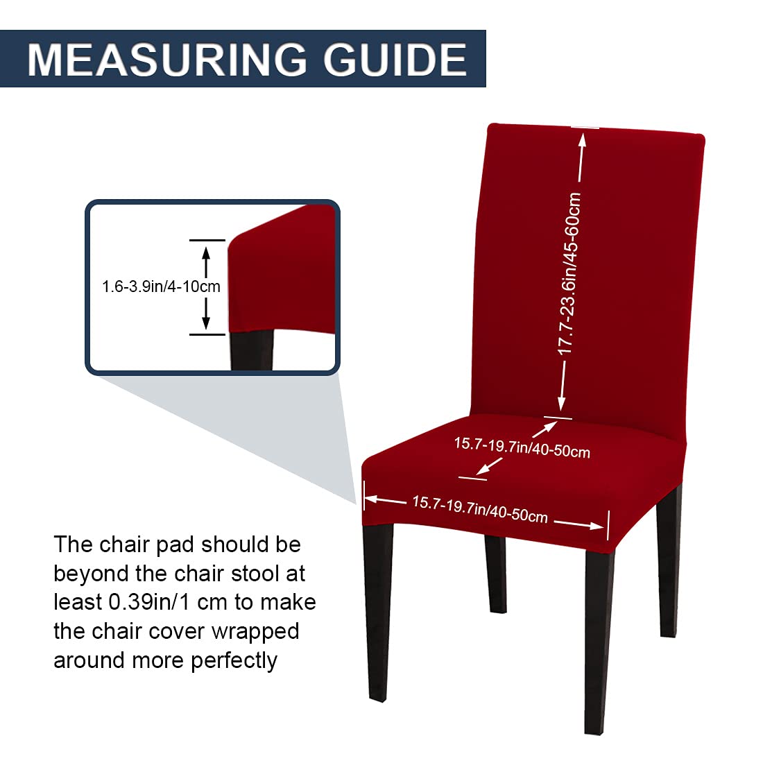 JQinHome side view displaying elastic hem for secure chair cover fit