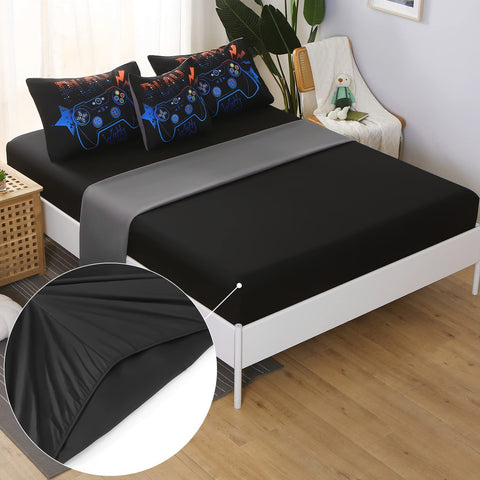 JQinHome flat lay of sheets and pillowcases showing coordinated pattern and complete set
