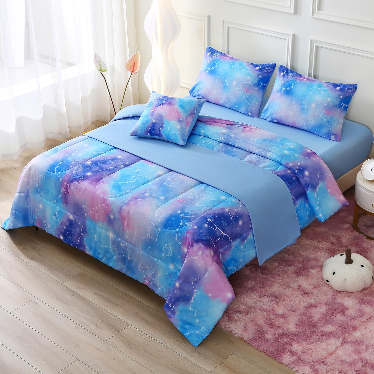 JQinHome fitted sheet and pillowcase laid flat showing complete set convenience