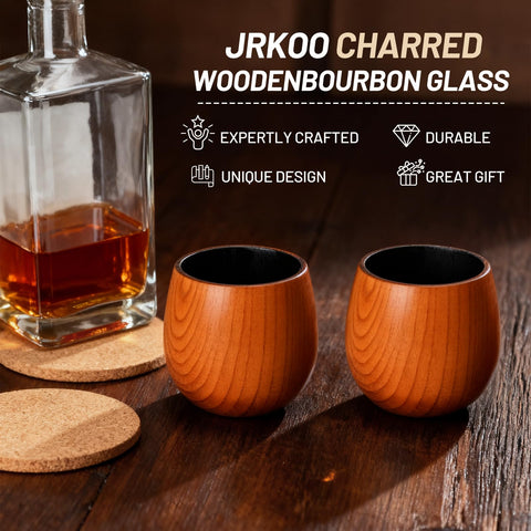 JRKOO polished rim and wood grain detail for comfortable drinking benefit