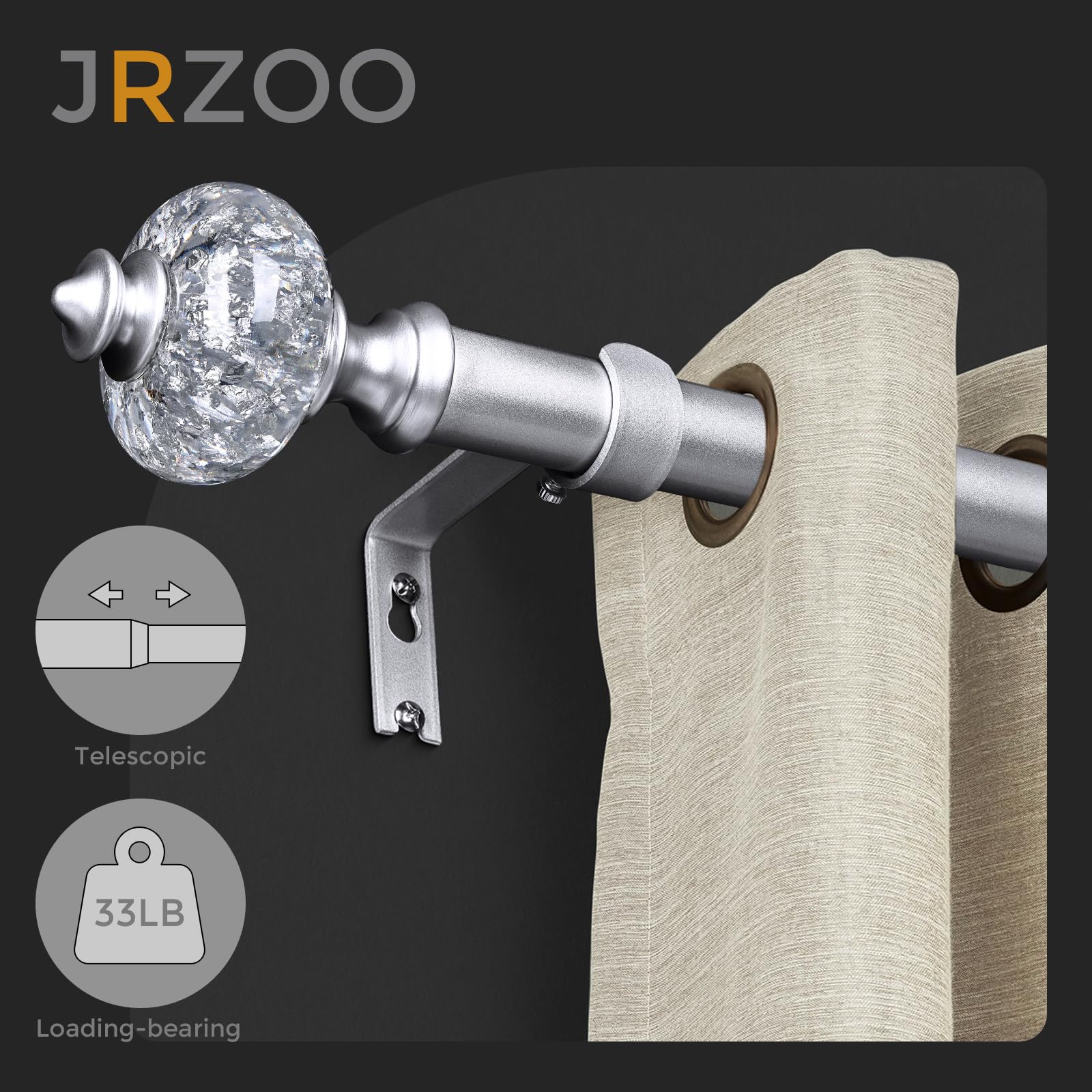 JRZOO curtain rod installed in bedroom delivering strong support and style