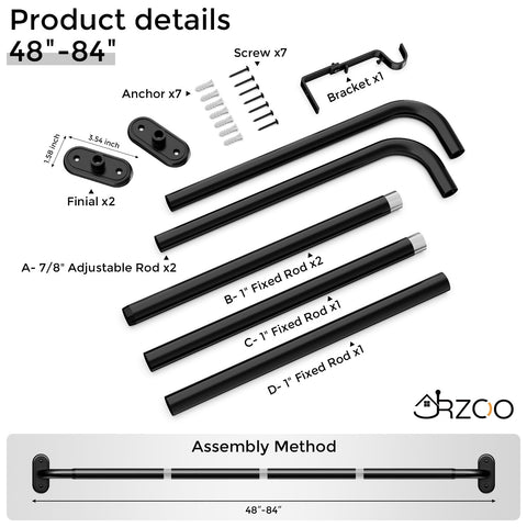 JRZOO lifestyle living room view showing matte black rod enhancing decor