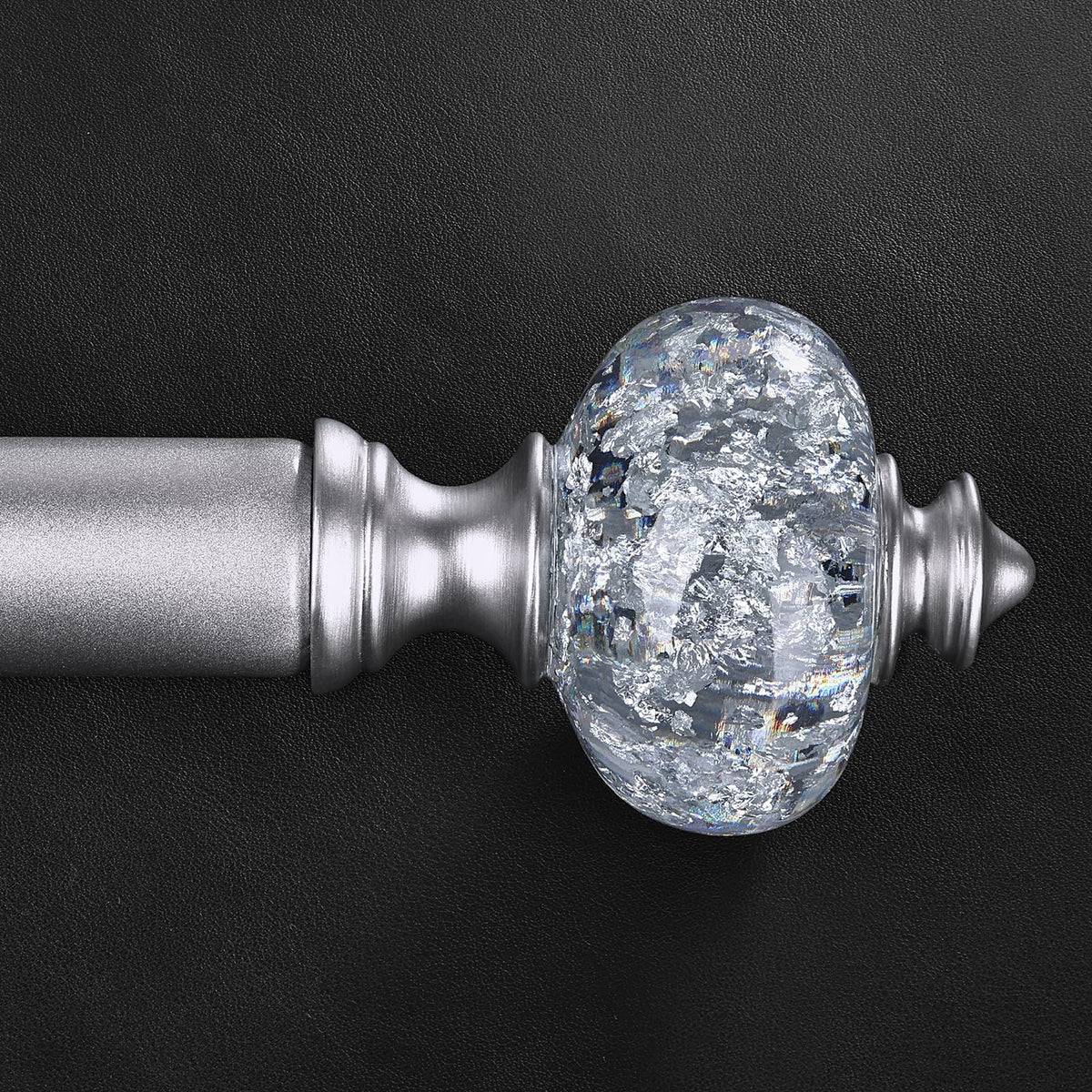 JRZOO silver curtain rod front view showing streamlined design and durability