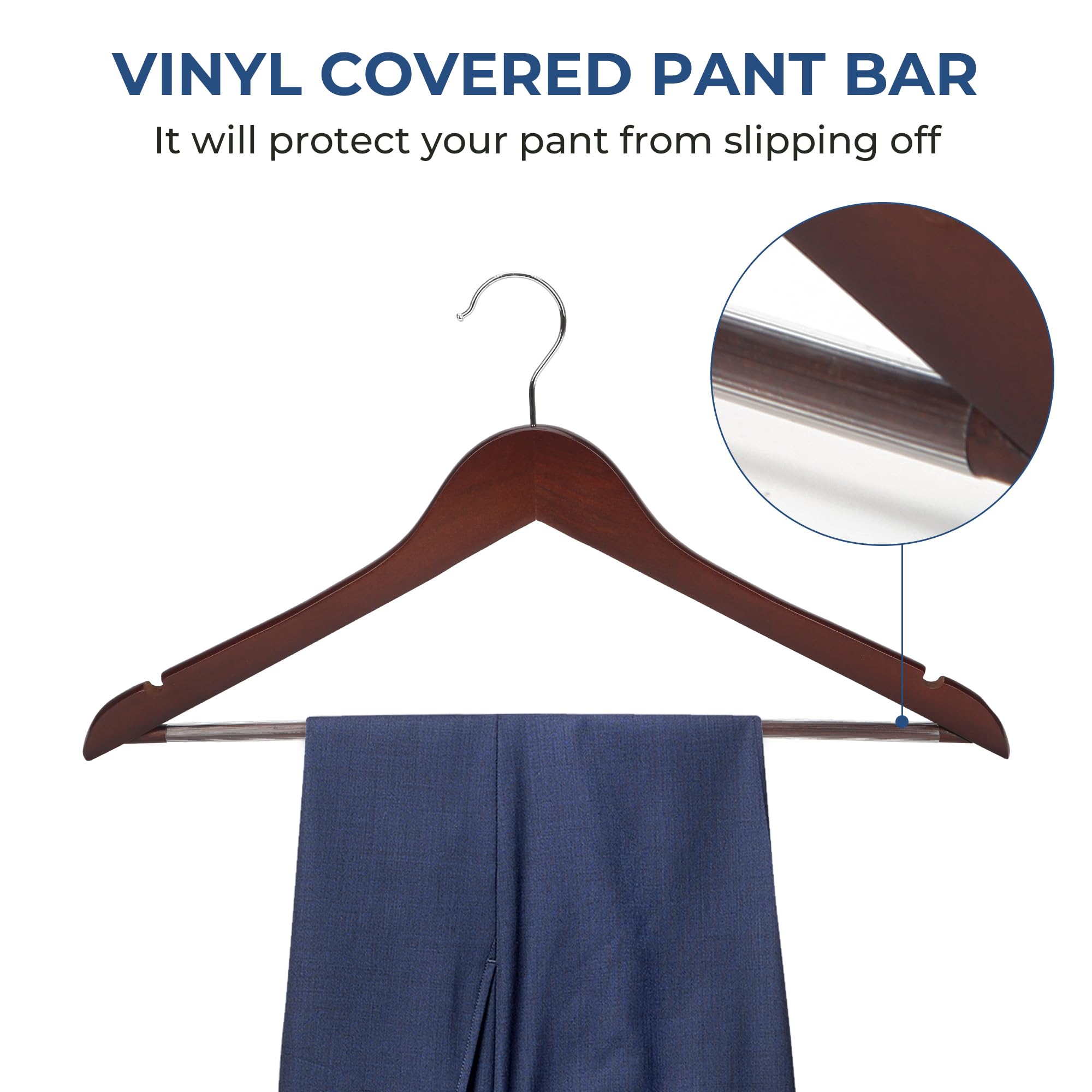 JS HANGER round pants bar with grooved cover protecting trousers from creases and slipping
