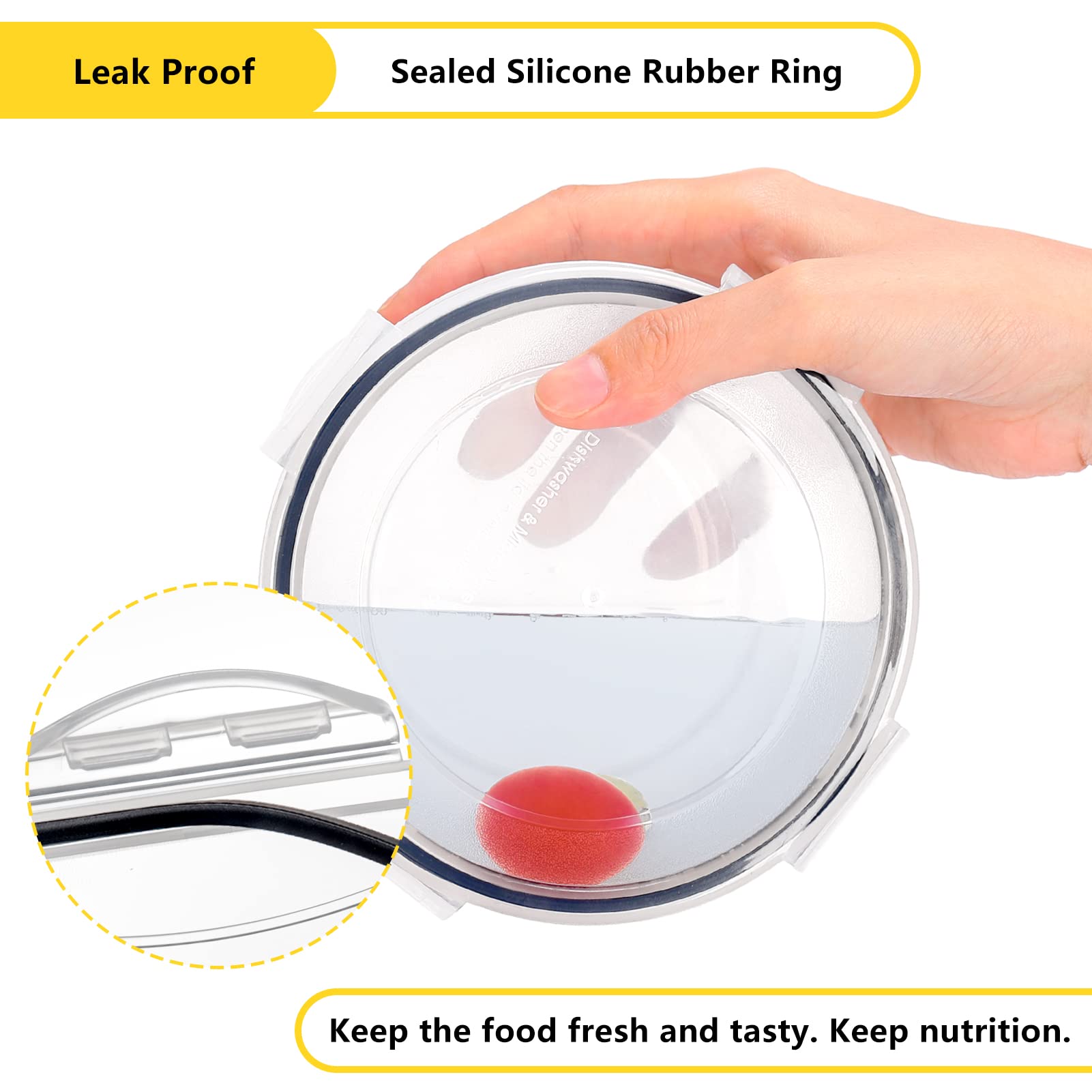 JSCARES lid close-up showing silicone gasket for leak-proof storage