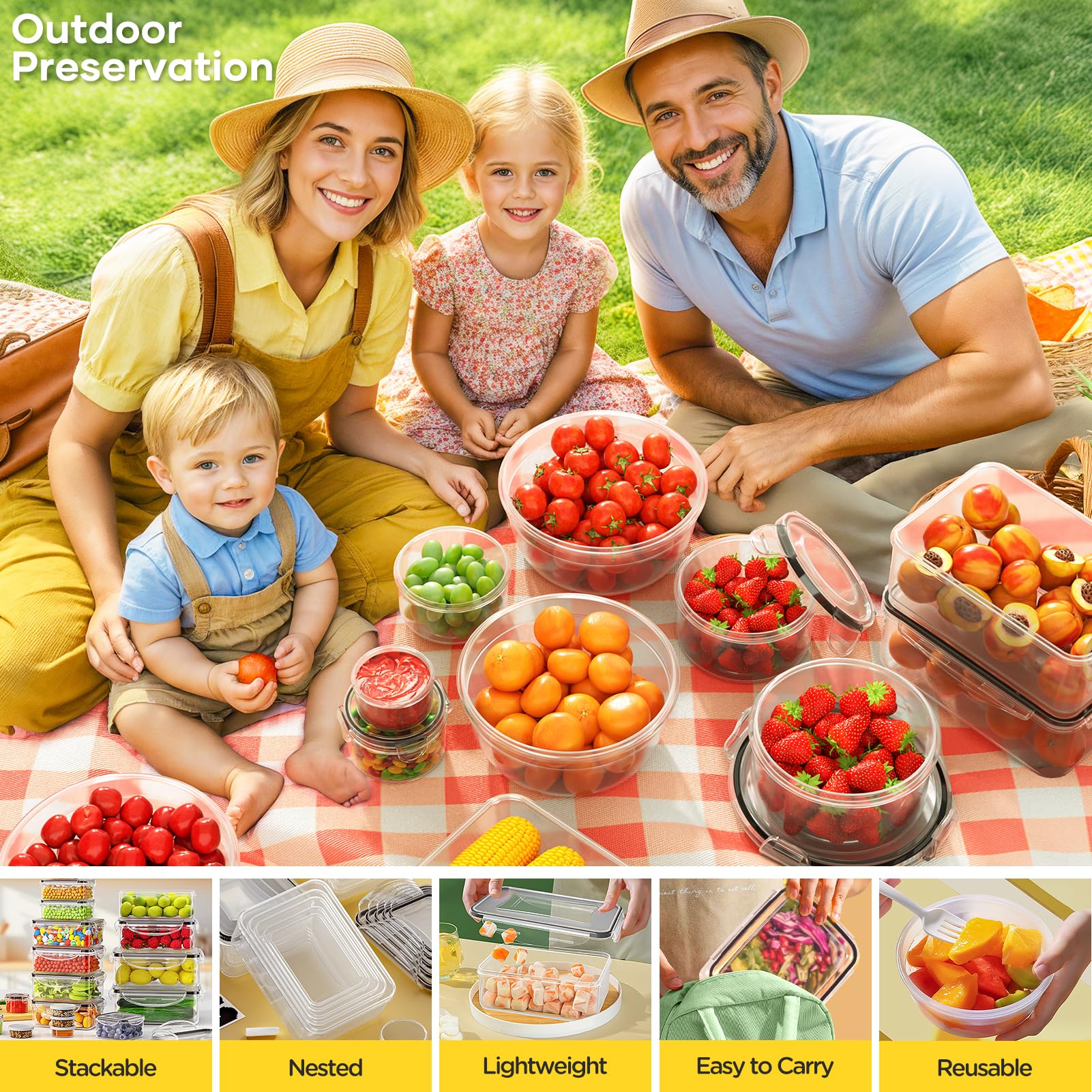 JSCARES containers packed in a picnic bag for lightweight, durable transport