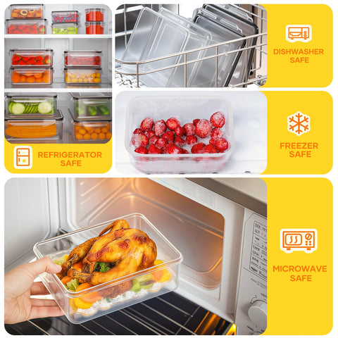 JSCARES stacked containers inside a fridge maximizing pantry and fridge space