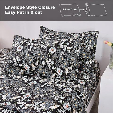 JSD sheet set styled on bed in room showing decor versatility and benefit: stylish layering