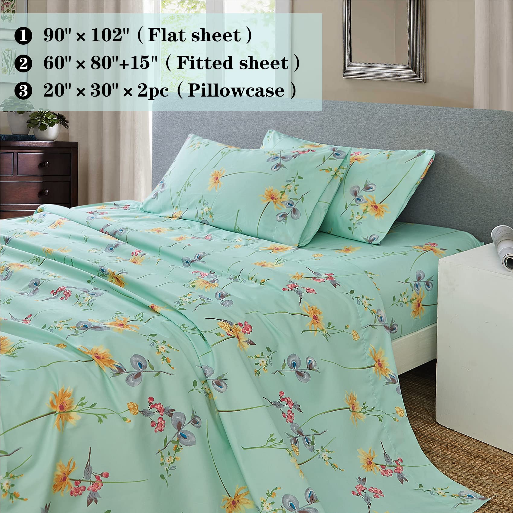 JSD sheets on bed lifestyle scene creating a calm floral bedroom atmosphere