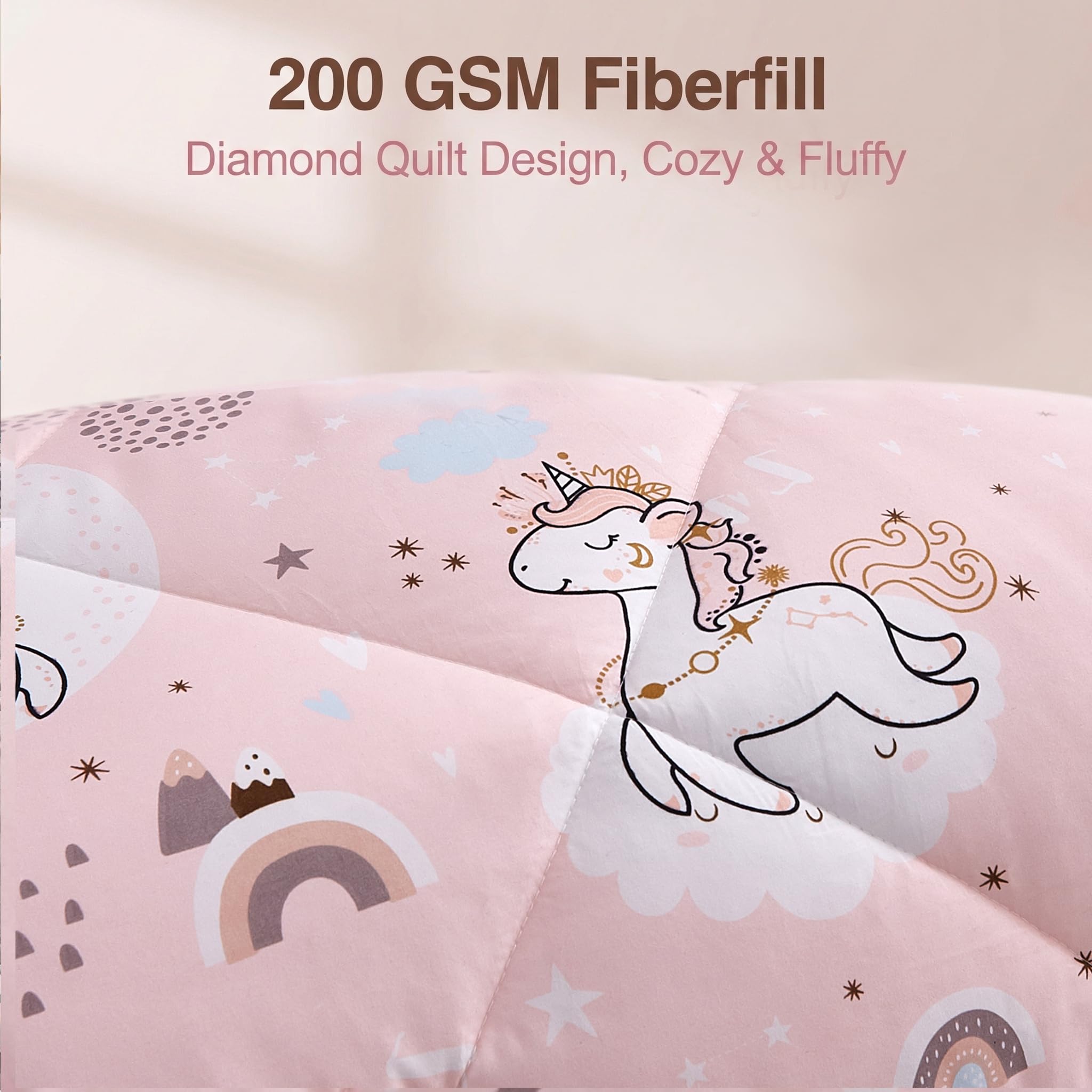 JSD comforter styled on a child's bed showing room décor coordination benefit