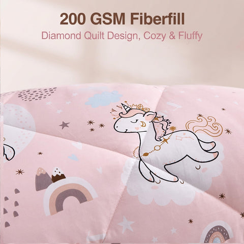 JSD comforter styled on a child's bed showing room décor coordination benefit