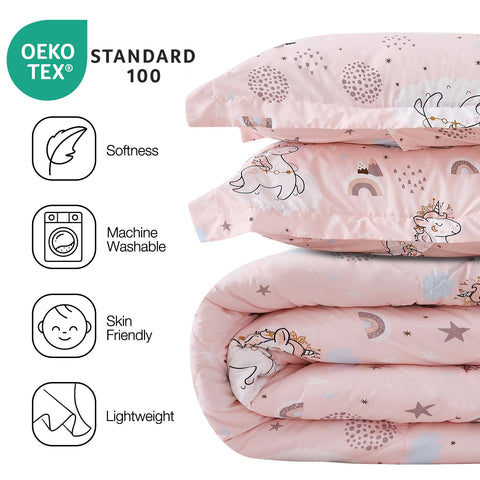JSD detailed shot of pillow sham flange and unicorn print for finished look