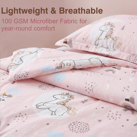 JSD comforter draped on twin mattress to show actual coverage and fit benefit