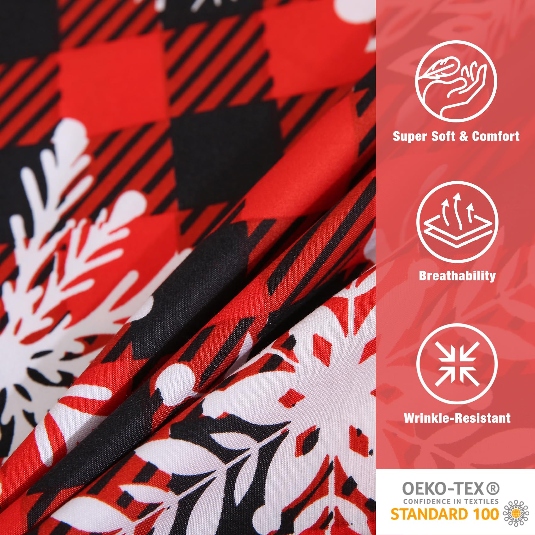 JSD sheet set on a made bed in a cozy room demonstrating festive look and instant refresh