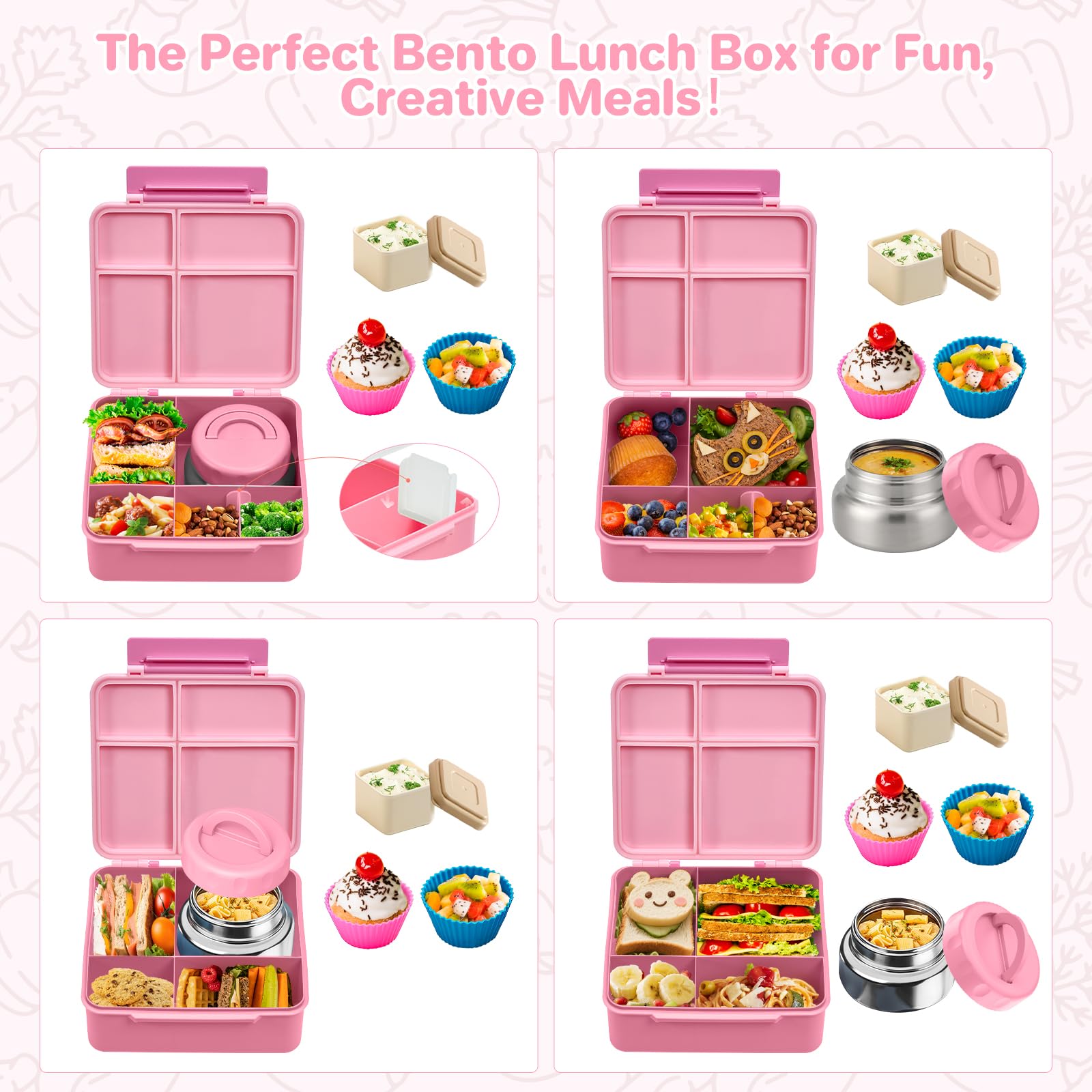 JSLOVE cute animal food picks and sauce cup arranged to encourage picky eaters at lunch