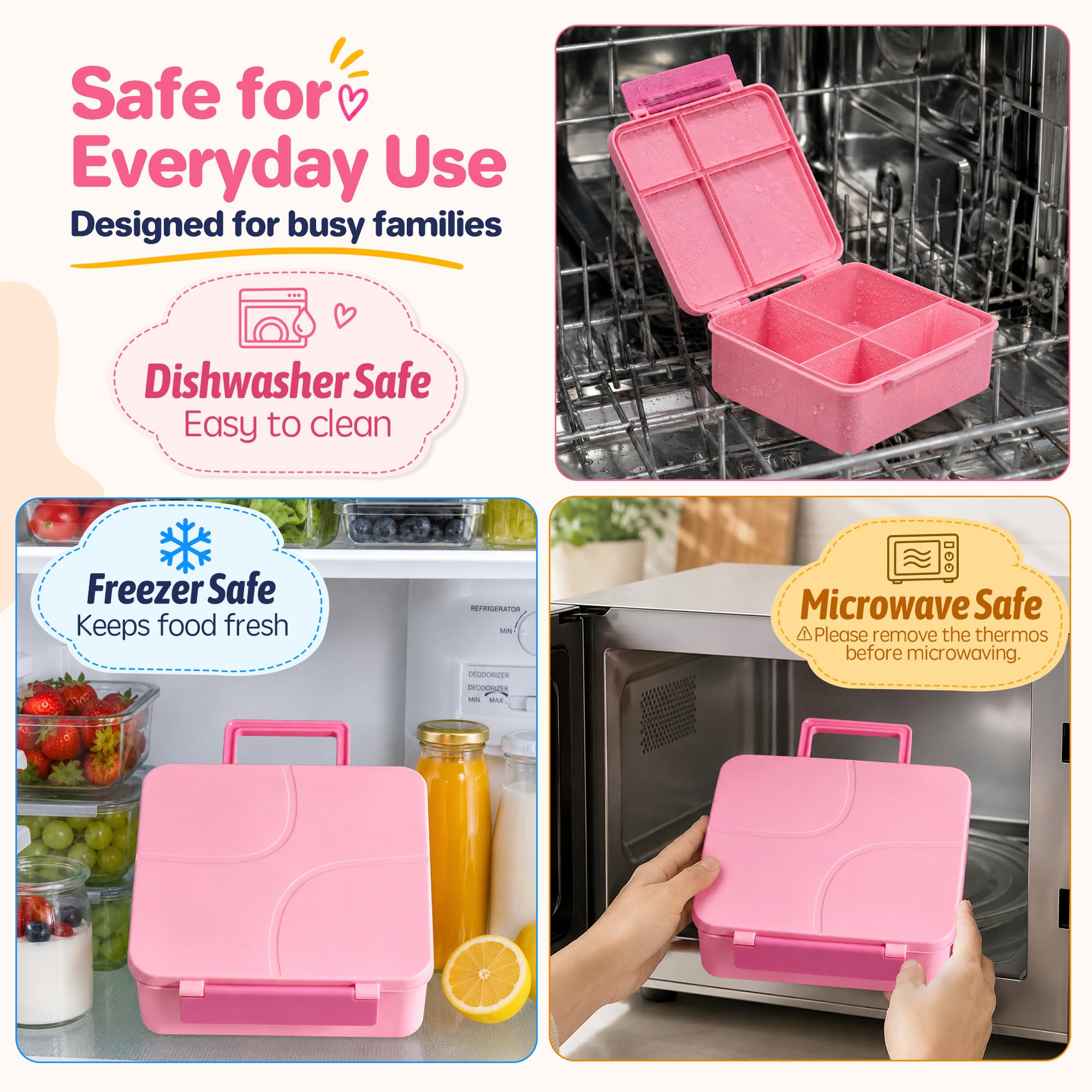 JSLOVE close-up of sturdy handle and locking clip for child-friendly carrying and security