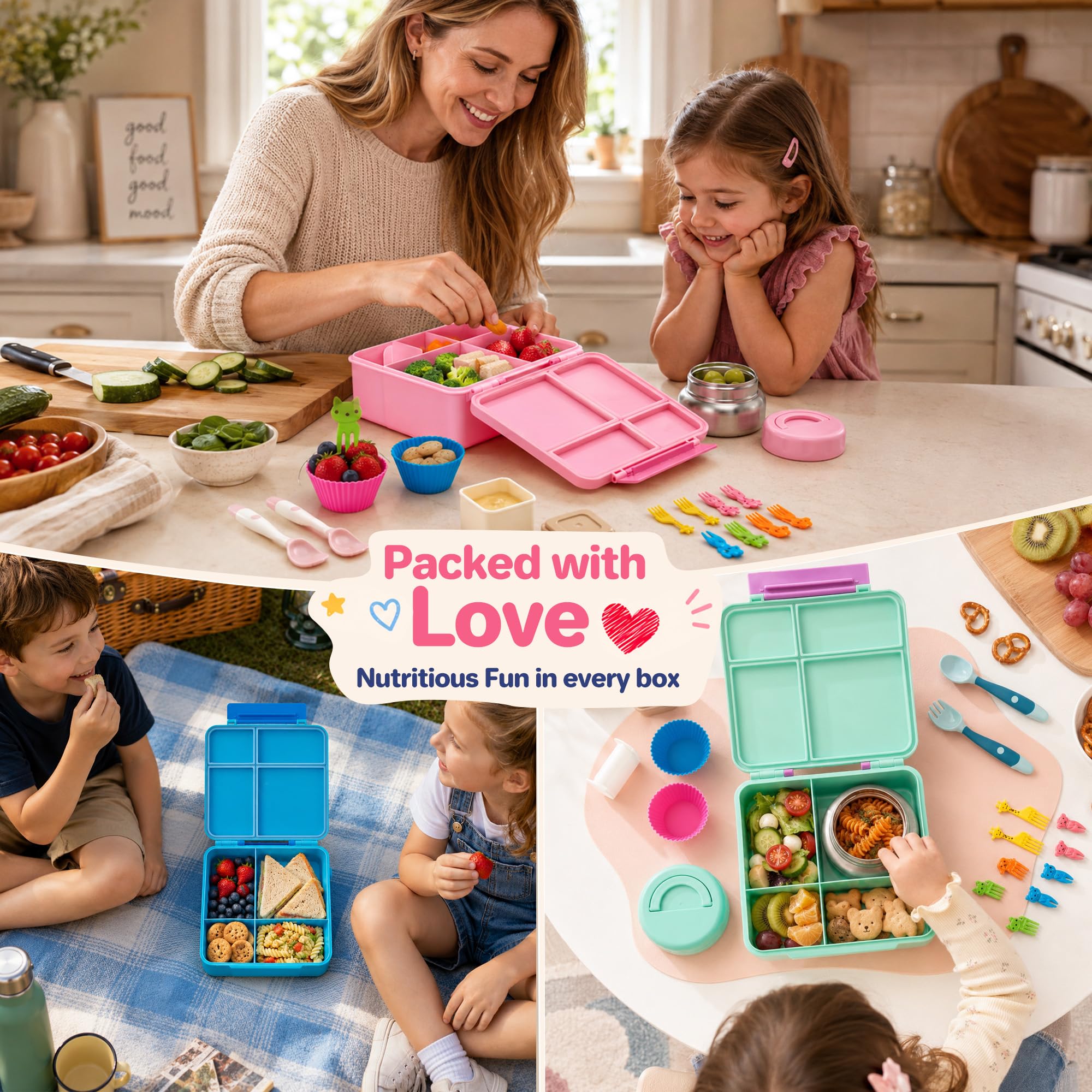 JSLOVE bento next to a standard backpack demonstrating compact size and portability