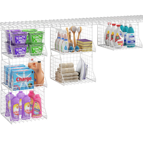 Jsskeeim three-tier front view showing organized laundry storage benefit